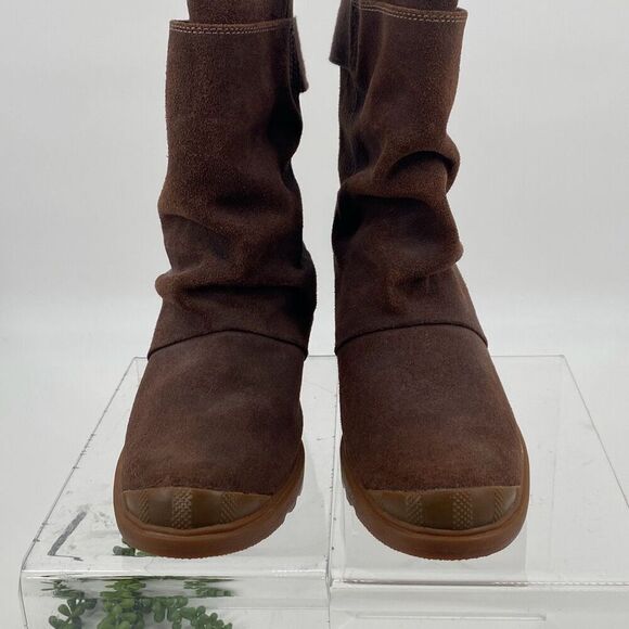 New Sorel Toronto Mid Wedge Bootie Leather Brass Buckle -Brown size 9 - Picture 4 of 13